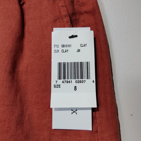 NWT Kut from the Kloth Sz 8 Roxanne Clay Red Linen Shorts Pull On Elastic Waist - Picture 2 of 6